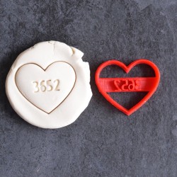 3652 days Heart cookie cutter