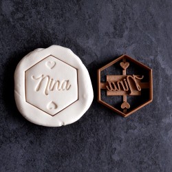 Hexagon cookie cutter with name - Personalized