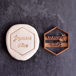 Joyeuses Fêtes hexagon cookie cutter