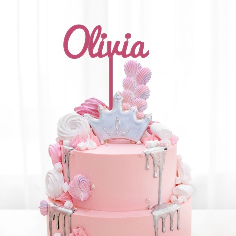 Décoration de gâteau Prénom (personnalisable) XL - Modèle Olivia - Cake  Topper - La Boîte à Cookies