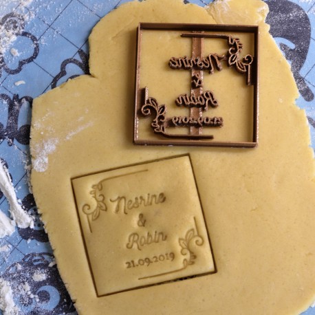 Square Custom cookie cutter with name - Personalized - Wedding cookie cutter
