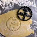 Joyeux Noël cookie cutter - scalloped circle