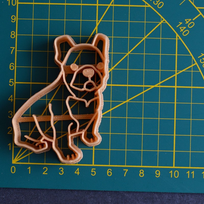 emporte pièce chien bouledogue français imprimé 3D PLA environ 9,5x 6,5x 1,5 cm 