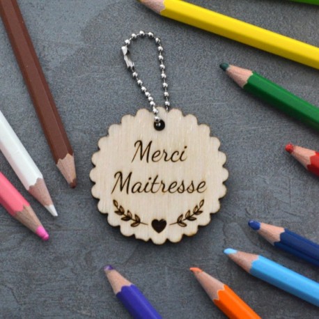 Porte-cl&eacute; en bois Merci Maitresse