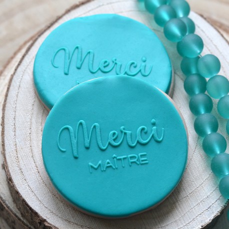 Embosseur Merci Ma&icirc;tre - Tampon P&acirc;te &agrave; sucre
