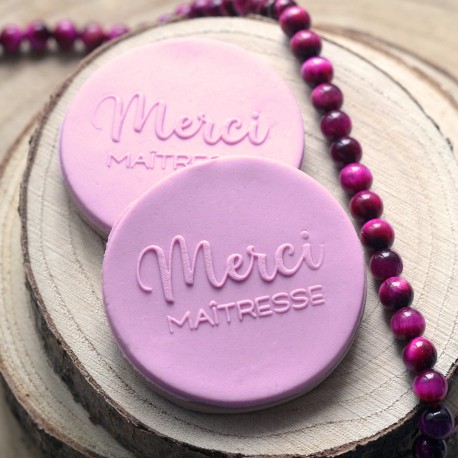 Embosseur Merci Ma&icirc;tresse - Tampon P&acirc;te &agrave; sucre