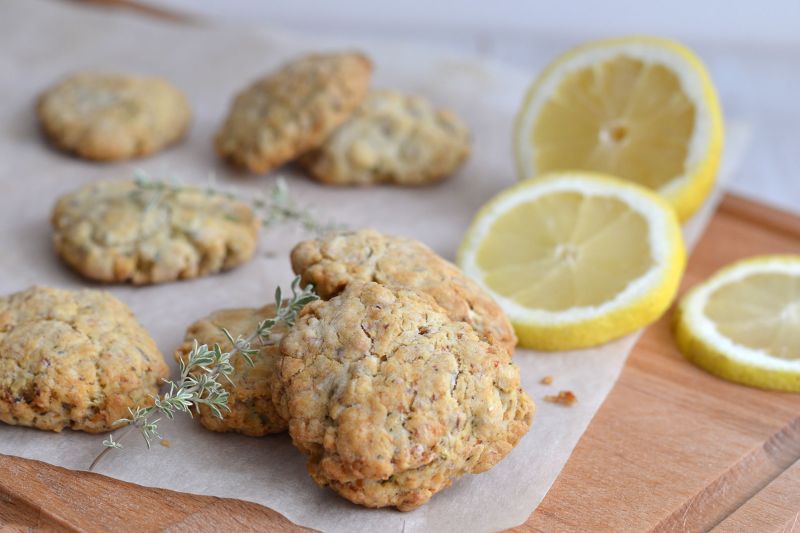 Cookies aux sardines, thym et citron